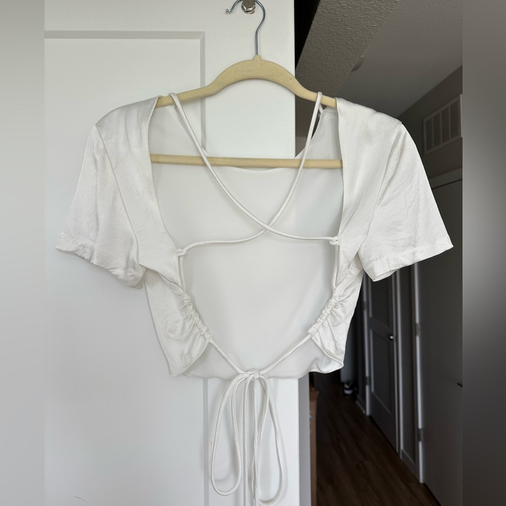 Zara White open back top
